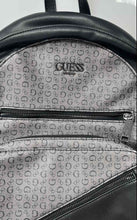 Load image into Gallery viewer, Guess Womens Black Gray Monogram Print Adjustable Shoulder Strap Backpack
