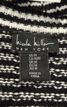 Load image into Gallery viewer, Nicole Miller Womens Black White Striped Long Sleeve Cardigan Sweater Size M
