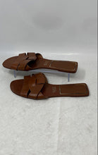 Load image into Gallery viewer, Zara Womens Brown Leather Crossed Slip-On Flat Slide Sandals Size EU 40
