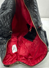 Load image into Gallery viewer, DKNY Unisex Black Quilted Double Handle Pockets Zip Top Lined Travel Duffle Bag

