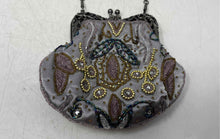 Load image into Gallery viewer, Bijoux Terner Womens Silver Beaded Chain Strap Kiss Lock Small Clutch Purse
