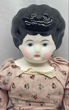 Load image into Gallery viewer, Blue Black Eyes Pink Floral Dress Classic Collectible Toy Ceramic Doll
