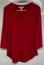 Load image into Gallery viewer, Dana Buchman Womens Red Long Sleeve V-Neck Casual Blouse Top Size Small
