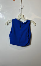 Load image into Gallery viewer, Zara Womens Blue Sleeveless Crew Neck Back Zip Cropped Blouse Top Size S
