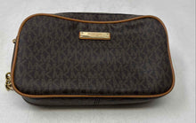 Load image into Gallery viewer, Michael Kors Womens Jet Set Brown Signature Print Leather Zip Top Crossbody Bag
