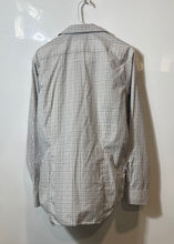 Load image into Gallery viewer, Banana Republic Mens Gray Plaid Cotton Long Sleeve Slim Fit Dress Shirt Size M
