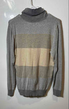 Load image into Gallery viewer, Calvin Klein Womens Gray Khaki Striped Knit Turtleneck Pullover Sweater Size L
