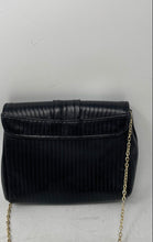 Load image into Gallery viewer, Lauren Merkin Womens Black Leather Chain Strap Flap Over Lined Crossbody Bag
