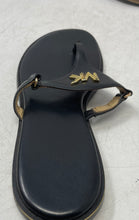 Load image into Gallery viewer, Michael Kors Womens Black Logo Emblem T-Strap Flat Thong Sandals Size 7M
