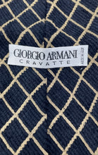 Load image into Gallery viewer, Giorgio Armani Mens Black Beige Diamond Grid Print Adjustable Pointed Tie
