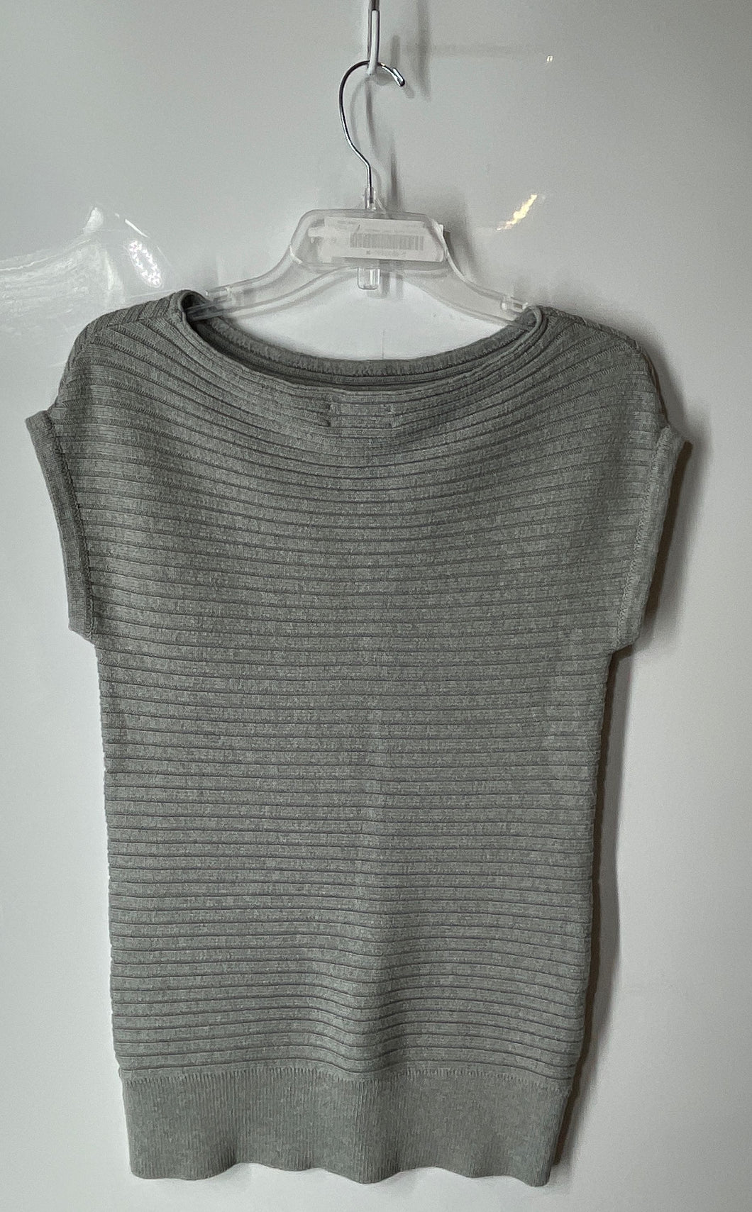 Calvin Klein Womens Gray Striped Short Sleeve Pullover Sweater Size Small