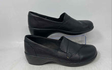 Load image into Gallery viewer, Clarks Womens Black Leather Round Toe Low Heel Slip-On Loafer Shoes Size 9.5M
