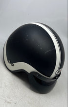 Load image into Gallery viewer, Bilt Unisex White Black Striped Adjustable Open Face Motorcycle Helmet Size XS
