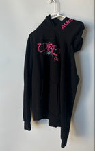 Load image into Gallery viewer, Ales Grey Unisex Black Pink Cotton Crystals Pullover Hoodie Size Large
