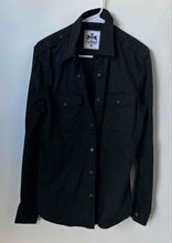 Load image into Gallery viewer, Express Mens Black Cotton Spread Collar Long Sleeve Button-Up Shirt Size Medium

