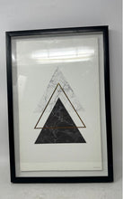 Load image into Gallery viewer, Black White Geometric Golden Marble Triangles Framed Wall Art Painting Print
