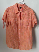 Load image into Gallery viewer, Tommy Hilfiger Womens Orange White Gingham Check Cotton Button-Up Shirt Size 18
