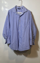 Load image into Gallery viewer, Tommy Hilfiger Mens Blue White Striped Cotton Long Sleeve Dress Shirt Size 16.5
