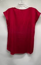 Load image into Gallery viewer, Express Womens Red Short Sleeve V-Neck Front Zip Blouse Top Size Large
