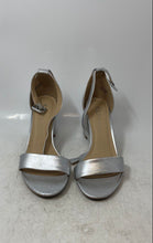 Load image into Gallery viewer, CL By Laundry Womens Silver Color Leather Low Block Ankle Strap Heels Size 8.5
