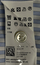 Load image into Gallery viewer, Hugo Boss Mens Blue White Striped Cotton Sharp Fit Dress Shirt Size 17
