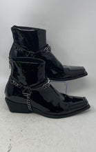 Load image into Gallery viewer, Asos Mens Black Patent Leather Square Toe Back Zip Ankle Boots Size 12
