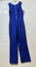 Load image into Gallery viewer, Bebe Womens Blue Sleeveless Back Zip Crew Neck One-Piece Jumpsuit Size XS

