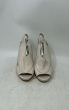 Load image into Gallery viewer, Michael Kors Womens Beige Leather Peep Toe Stiletto Slingback Heels Size 8M
