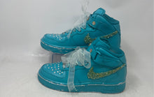 Load image into Gallery viewer, Nike Kids Air Force 1 Mid Aqua Blue Leather Lace-Up Sneaker Shoes Size 5.5Y
