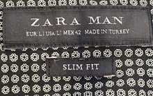 Load image into Gallery viewer, Zara Mens Black Geometric Long Sleeve Collared Slim Fit Button-Up Shirt Size L

