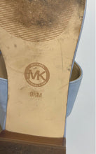 Load image into Gallery viewer, Michael Kors Womens Charlton Blue Leather Block Heel Slingback Sandals Size 9.5M
