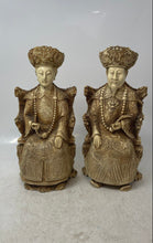 Load image into Gallery viewer, Chinese Figurines Emperor And Empress Statues Pair Carved Resin Collectibles

