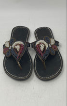 Load image into Gallery viewer, Afro Styles Kenya Womens Black Beaded Slip-On Flip Flop Sandals Size EUR 39
