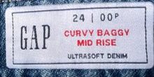 Load image into Gallery viewer, Gap Womens Blue Ultrasoft Denim Mid Rise Curvy Baggy Wide-Leg Jeans Size 24
