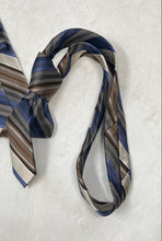 Load image into Gallery viewer, Calvin Klein Mens Multicolor Striped Silk Keeper Loop Adjustable Pointed Tie
