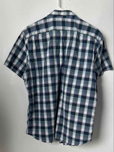 Load image into Gallery viewer, Banana Republic Mens Blue White Plaid Soft Wash Standard Fit Button-Up Shirt L
