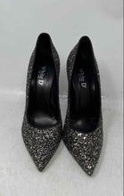 Load image into Gallery viewer, White D Womens Black Silver Glitter Slip-On Pointed Toe Pump Heels Size EUR 39
