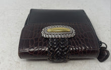 Load image into Gallery viewer, Unbranded Womens Black Brown Leather Credit Card Slot Embossed Trifold Wallet
