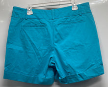 Load image into Gallery viewer, New York &amp; Company Womens Blue Flat Front Stretch Chino Shorts Size 14
