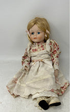 Load image into Gallery viewer, Blonde Hair Blue Glass Eyes Floral Print Dress Girls Porcelain Doll
