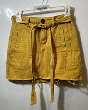 Load image into Gallery viewer, Pacsun Womens Yellow Cotton Tie Waist Raw Hem Welt Pocket Mini Skirt Size 23
