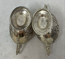 Load image into Gallery viewer, Vintage Lot Of 3 Silver-Tone And White Enamel Sugar Bowl Creamer w/ Serving Tray
