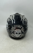 Load image into Gallery viewer, TCMT Black White Skull And Flame Graphic Full-Face Motocross Helmet Size L
