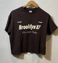 Load image into Gallery viewer, Authentic Bershka Womens Brown Printed Cotton Short Sleeve T-Shirt Size S
