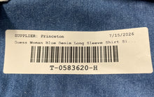 Load image into Gallery viewer, Guess Womens Blue Denim Long Sleeve Collared Button-Up Shirt Size Small
