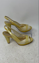 Load image into Gallery viewer, Antonio Melani Womens Beige Yellow Leather Peep Toe Slingback Heels Size 5.5 M
