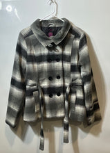 Load image into Gallery viewer, Neu Look Womens Gray Black Plaid Double-Breasted Pea Coat Jacket Size XL
