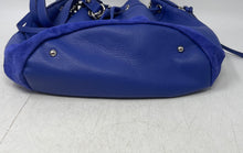 Load image into Gallery viewer, Marc Fisher Womens Blue Leather Suede Chain Strap Bucket &amp; Drawstring Bag
