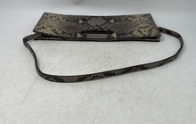 Load image into Gallery viewer, Michael Kors Womens Brown Black Snakeskin Inner Pockets Clutch Bag
