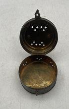 Load image into Gallery viewer, Brass-Tone Locking Latch Carry Handle Round Shape Incense Cricket Box
